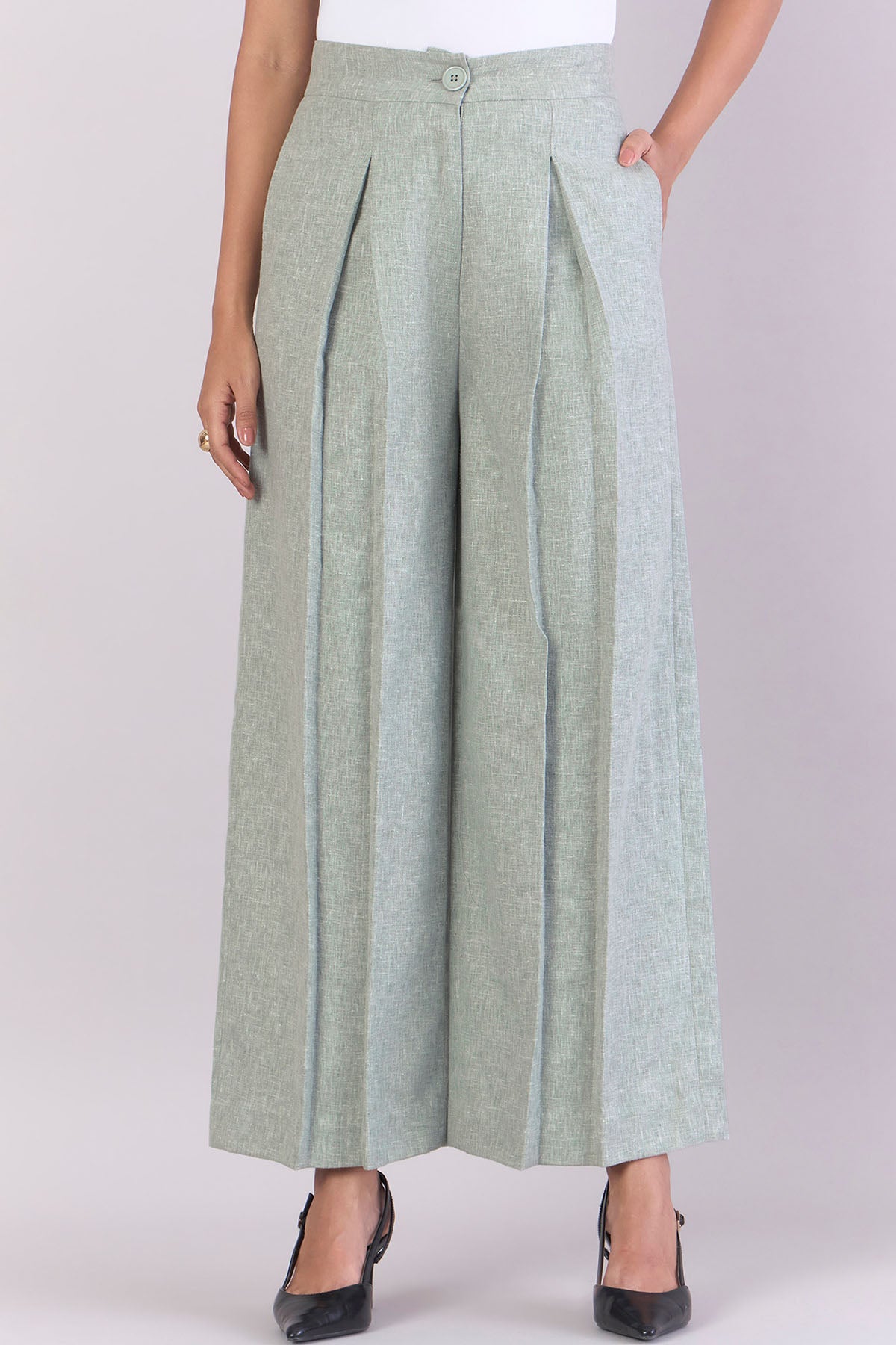 Buy Green High-Waisted Trousers by PowerSutra for women online at ScrollnShops